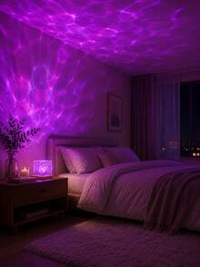 1pc [Room Decor Light] USB Powered Square Water Ripple Night Light, Suitable For Bedroom, Home Decor, Party Atmosphere, Gift Occasions - Multicolor - View 6