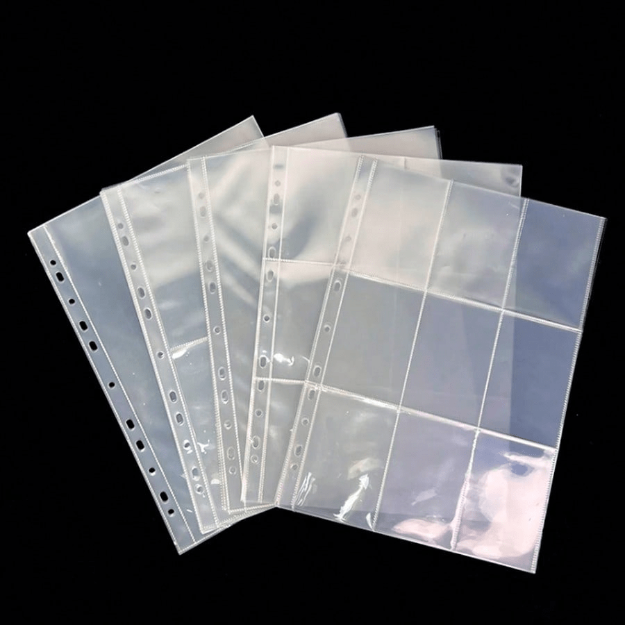 4pcs/Pack A4 11-Hole Loose Leaf Binder Refill Bags, Universal 3-Inch Collection Book Bags, Can Hold 1/2/4/6/9 Postcards Or Cards, Back To School Supplies