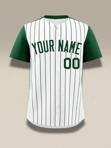 Camiseta de béisbol personalizada de estilo deportivo casual - Uniforme de equipo deportivo personalizado para hombres, que incluye nombre y número - Verde - Ver 3