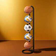 Multi-Layer Ball Storage Rack For Basketball Football Volleyball, Home Living Room Bedroom Garage Organizer Shelf - 黑色 - 查看 6