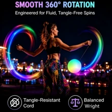 LED Soft Light Poi Spinning Ball, 9 Dynamic Light Modes, Rainbow Gradient, High-Speed Flashing Rotation, Durable Glowing Dance Prop, Perfect Christmas Gift For Adults, Beginners And Professional Performers - 4PCS - View 2