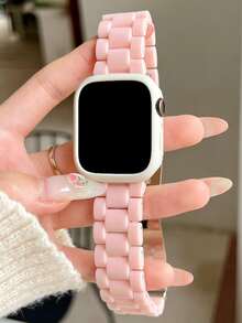星光奶油軟矽膠保護殼 + 壓克力塑料錶帶 適用於 Apple 42mm 46mm 41mm 38mm 40mm 42mm 44mm 45mm 49mm Ultra 日韓女孩風 適用於 10 9 8 SE 7 6 5 4 3 簡約純色運動手環錶帶組 - 粉色 - 查看 4