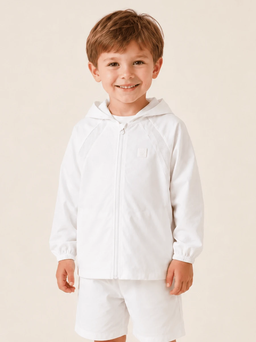 Balabala 2026 Young Boy Sun Protection Jacket With Hood, Lightweight Breathable UV Protection Summer Outerwear - Original White - View 1