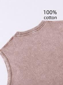 Summer Men Coffee Brown Washed Streetwear Brand Street 100% Cotton Sleeveless Tank Top Vonss Dutchss Rose And Skeleton Hand Print Y2K Fathers Day Gift - 咖啡棕 - 查看 4