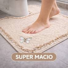 Bathroom Mat Set 3 Pieces Delicato Non-Slip Soft Plush Washable Various Colors - 乳霜 - 查看 2