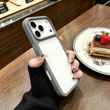 DECOPHONE 極簡電鍍按鈕壓克力透明防震手機殼，適用於 XR、7、8 以及 Apple 17、17 Pro、17 Pro Max、16、16 Pro、16 Plus、16 Pro Max、15 Pro、15 Pro Max - 灰色 - 查看 8
