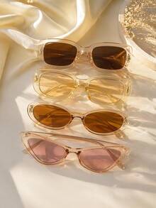 4 piezas Gafas de moda retro ovaladas para adolescentes, uso versátil diario y accesorio para fotos, adecuado para adolescentes - Multicolor - Ver 11