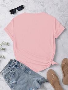 PLAYERA CON CUELLO REDONDO CON ESTAMAPADO DE MARIPOSITA PARA LUCIR ESPECTACUALR - Rosa - Ver 3