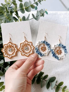 Bohemian Mandala And Floral Clay Cutters, Polymer Clay Tools For DIY Intricate Pattern Earrings, Pendants And Jewelry Making, Suitable For Beginners And Artists, All-Season Craft Supplies, Perfect For Bohemian Style And Creative Projects - Pink - View 8