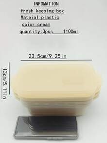 3pcs/Set Thick Transparent Sealed Food Storage Containers, Rectangular Freezer & Refrigerator Organizer Boxes, Microwave-Friendly Plastic Containers (Black*Ivory) - Multicolor - View 15