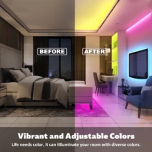 3ft-100ft LED Light Strip, Suitable For Bedroom, Living Room, Game Room, Kitchen, TV Backlight, Can Be Used As Holiday Gift. Equipped With 44-Key Remote Control, Color, Brightness And Speed Adjustable. - Multicolor Light - View 6