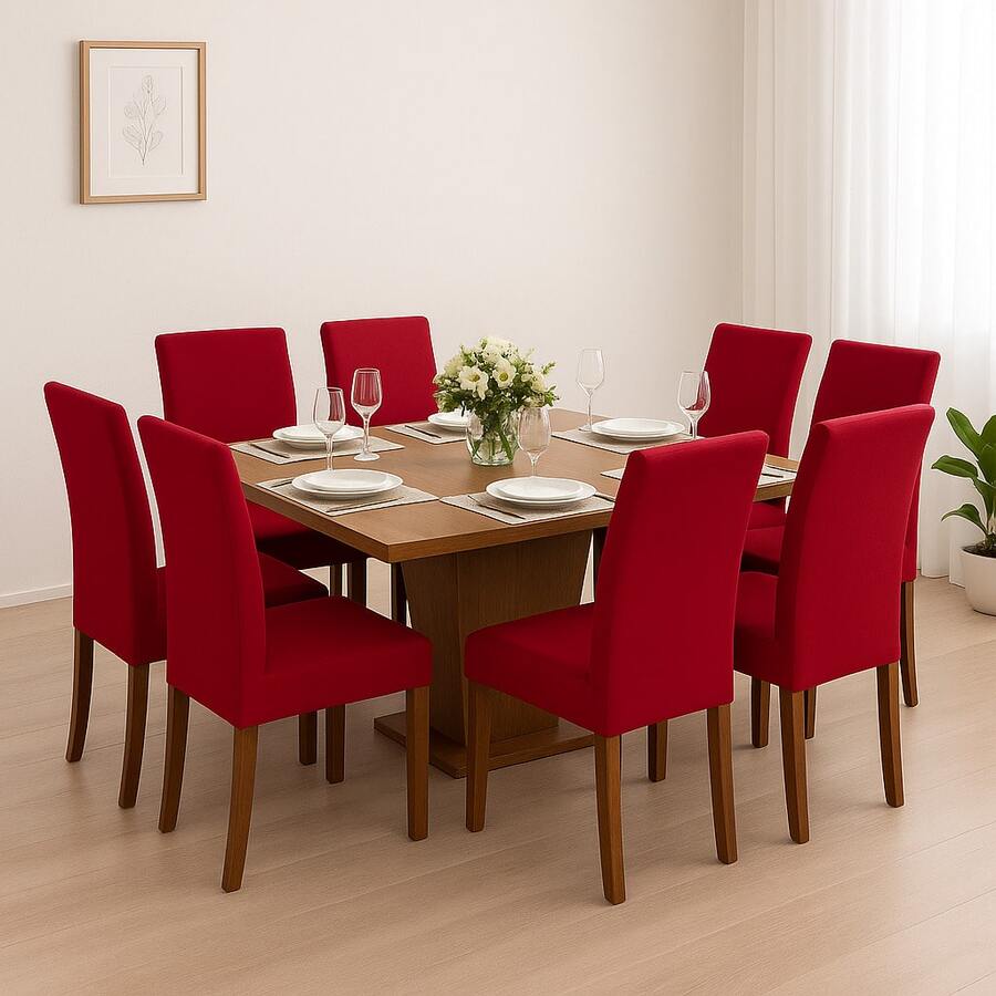 Chair Cover Kit With 6 Units For Dining Room Kitchen Pantry Gel Mesh Super Offer - Red - View 1