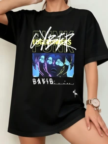Black Unisex T-Shirt With David Multi-Eye Effect & "DAVID" White Graffiti Lettering - Cyberpunk Edgerunners Fan Shirt - 黑色 - 查看 11