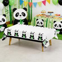 1/3pcs Panda Party Theme Disposable Plastic Tablecloth, Rectangular Outdoor Picnic Birthday Party Decoration Tablecloth 137x274cm - Multicolor - View 7