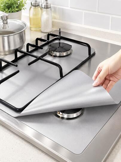 1/2/4pcs Gas Stove Anti-Oil Anti-Scale Mat, Washable Cleaning Mat, Stove Top Protector, Stain-Resistant Heat-Resistant Mat, Fire-Resistant Material, Gas Stove Protector, Suitable For Home Gas Stoves, Household Goods