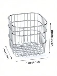1pc Ins Style Desktop Cosmetic Storage Basket, Multi-Functional Organizer Rack, Makeup Storage Box For Vanity, Bathroom Sink, Kitchen Counter, Sponge Holder, Skincare Organizer, Jewelry Tray, Mother's Day Gift, For Bedroom, Dorm, Office - Silver - View 10