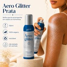 Spray Glitter AeroGlitter 150ml Glitter Para Cabelo Roupa Corpo Brilho Carnaval - Prata - Visão 2