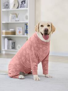 1件毛绒舒适可爱爪印保暖睡衣，适合中大型犬和幼犬，弹性术后恢复服，柔软长袖，适合拉布拉多犬、罗威纳犬、比格犬等犬种。 - 粉色 - 查看 4