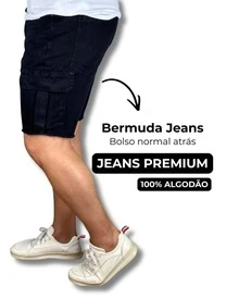 Bermuda Cargo Preta - Preto - Visão 2