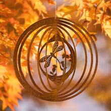 1pc Natural Rusty Metal Spiral Dragonfly Wind Vane, Rusty Outdoor Yard Decor, Suitable For Balcony, Window, Porch And Yard Garden, As Well As Indoor And Outdoor Decoration - Rust - View 5