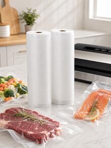 商用級網格食品真空密封袋捲 20x500cm，加厚通用食品保存袋，防冷凍灼傷食品儲存袋，舒肥慢煮餐點準備袋，廚房用品，父親節夏季烤肉露營多用途保存捲 - 查看 2