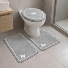 Delicato 3-Piece Non-Slip Bathroom Set Kit - Grey - View 1