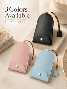 Pull Out Key Case PU Leather Keychain Pouch, 1pc Large Capacity Car Key Holder Organizer With Snap Fastener & Rope Strap, Cute Mini Portable Pull Type Key Bag Cover Sleeve Protector For Purse Backpack, Key Fob Case For Men Women, Gift - A - View 1