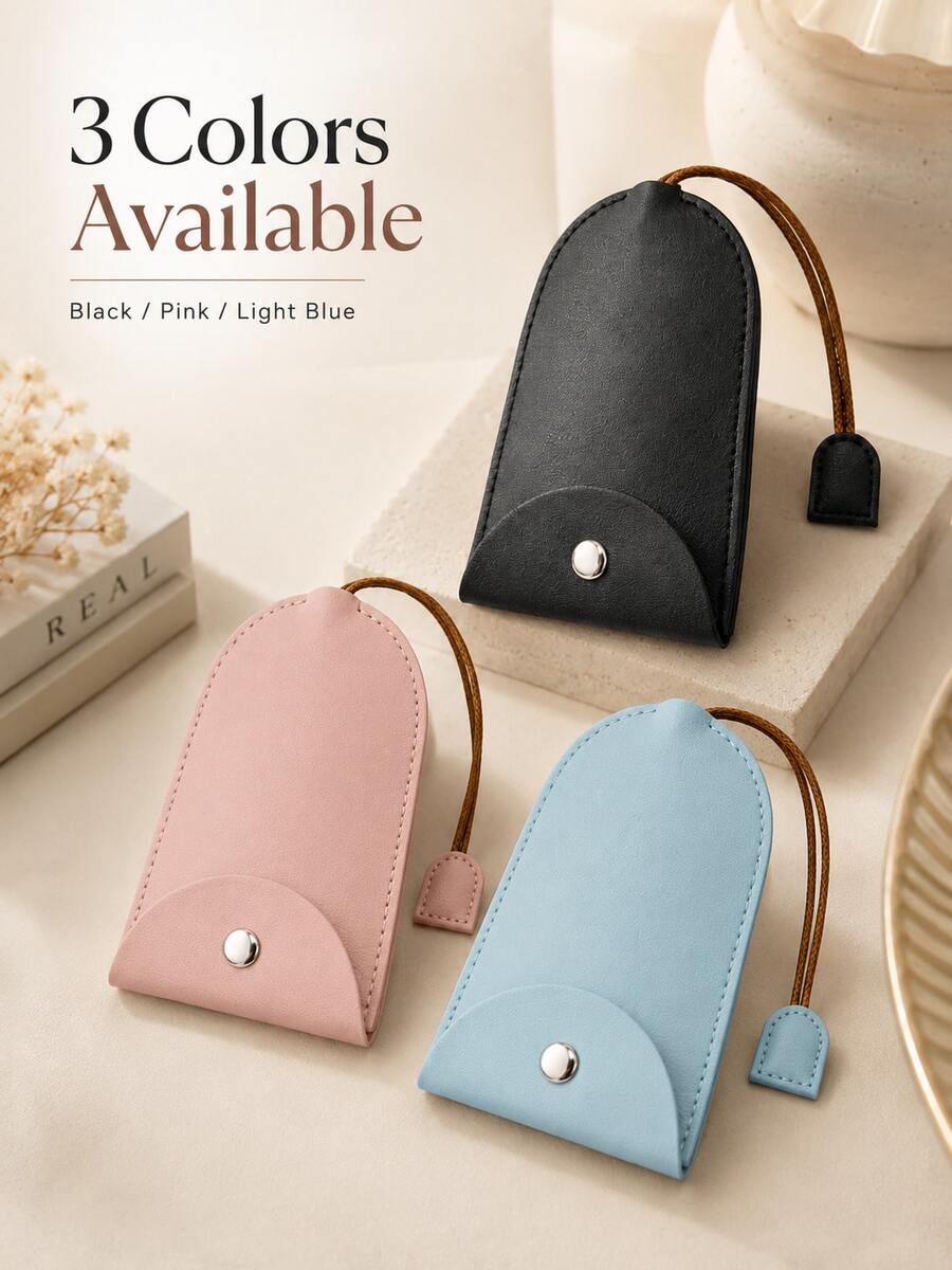 Pull Out Key Case PU Leather Keychain Pouch, 1pc Large Capacity Car Key Holder Organizer With Snap Fastener & Rope Strap, Cute Mini Portable Pull Type Key Bag Cover Sleeve Protector For Purse Backpack, Key Fob Case For Men Women, Gift - A - View 1