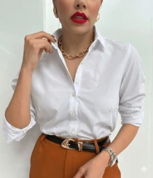 Women's Dress Shirt - WHITE ONE COLOR - View 1