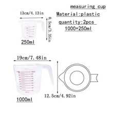 1pc/2pcs/3pcs/Multi-Purpose Measuring Cup, Transparent Plastic Heat-Resistant Stackable Measuring Cup With Angled Handle And Spout, Kitchen Essential Accessory, Transparent 500ml, 250ml, 1000ml, Measuring Cup (Low-Temperature Cleaning) - White - View 19