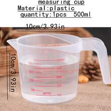 1pc/2pcs/3pcs/Multi-Purpose Measuring Cup, Transparent Plastic Heat-Resistant Stackable Measuring Cup With Angled Handle And Spout, Kitchen Essential Accessory, Transparent 500ml, 250ml, 1000ml, Measuring Cup (Low-Temperature Cleaning) - White - View 15