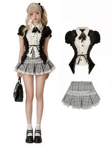 Cute Girl Halloween Cosplay Outfit, Perfect For Cosplay Events, School Uniform Style, Graduation Outfit, Girly Date Outfit, Idol Fan Activity Outfit, Classical Mini Skirt, Sizes S-XL - Black - View 6