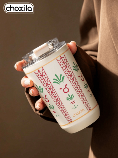 choxila 1 pièce Tasse de voyage isolée en acier inoxydable portable, tasse à café isolée avec couvercle à boire direct, tasse réutilisable et étanche, convient pour les trajets en voiture, le camping et les boissons quotidiennes