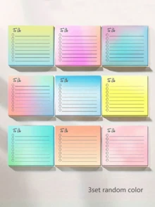 150 stuks gradiëntkleur liniaal lijn plaknotities, desktop memo bericht sticker voor student, willekeurige levering per enkel boek (50 stuks) - Veel kleurig - Bekijken 8