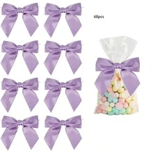 5/10/18/38/68 Pcs Satin Twist Tie Bows For Treat Bag Satin Ribbon Tie Bows For Tying Up Packages Present Bags Bakery Candy Bags Decorating Ribbon Bow Gift Wrap Bows - View 27
