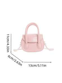 1pc Girls Solid Color Crocodile Pattern PU Magnetic Closure Fashion Handbag Pearl Chain Mini Shoulder Crossbody Bag Suitable For All Seasons Daily Use - A - View 4