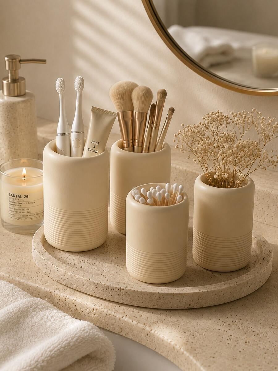 Cangkir Penyimpanan Serbaguna Resin Matte, Organizer Rumah Netral, Vas & Tempat Dekoratif untuk Kamar Mandi, Kamar Tidur, Kantor, Sempurna untuk Sikat Gigi, Kuas Makeup, Alat Tulis, Cotton Bud, Dekorasi Rumah Boho Chic, Organizer Penggunaan Sehari-hari yang Rapi & Fungsional - MultiWarna - View 1