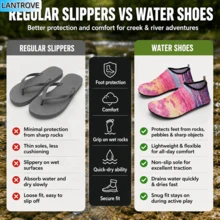 LANTROVE Pink Women's Water Shoes With Lavender Pattern, Perfect For Swimming, Surfing, Diving, And Other Water Sports – A Must-Have For Summer Beach Activities. - 026粉色 - 查看 4