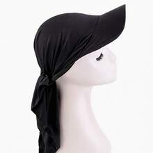 Summer Cooling Brimmed Headscarf Hat, Solid Color Elastic Knitted Back-Tie Headscarf, Multifunctional Headwrap, For Daily Prayer - Solid Color - View 3