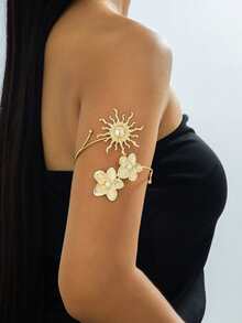 1pc New Fashion Niche Design Women's Sunflower Arm Cuff For Daily Wear - Gold - View 1