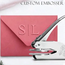 1個個性化壓花印章，客製化手工壓花印章，Logo壓花印章，婚禮Logo壓花印章，圖書館書籍壓花印章 - 銀色，永恆之愛，客製化婚禮禮品 - 銀色 - 查看 2