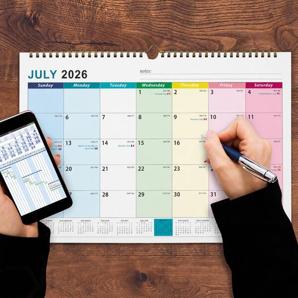 1pc New Large Family Wall/Desk Calendar - 18 Months Overview, Family Planner, Tear-Off Monthly Calendar, Thick Paper Material, Suitable For Family Planning (July 2026 - December 2027) Back To School Season