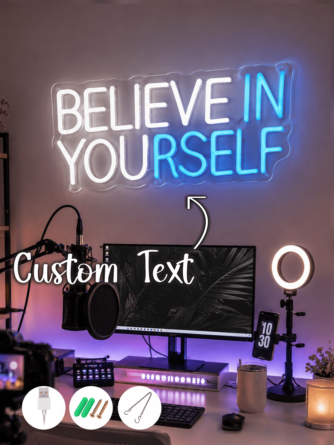 Custom Fitness Motivational Neon Lights, Dual-Color LED Wall Lamps. Ideal For Home And Office Decoration With Customizable Text, They Are Perfect Decor Pieces For Gyms And Inspirational Spaces.