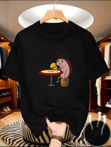 Camiseta con Estampado de Caracol y Concha de Caracol para Hombre y Mujer - Transpirable, de Secado Rápido, Casual de Verano, Cuello Redondo, Manga Corta, Negra con Diseño Colorido de Caracol - Negro - Ver 1