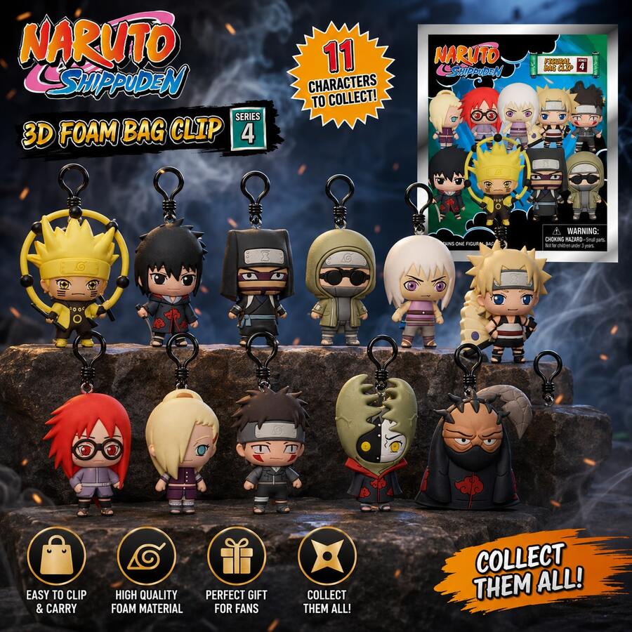 Crunchyroll Naruto Officially Licensed Blind Bag Keychain (1PC)-3D Foam Blind Box Mystery Box Figure Bag Clip&Charm Zipper Pull Keyring Backpack Accessories Collectible Valentines Gift- - Multicolor - View 1