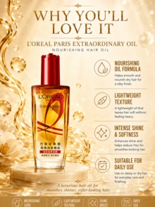 L’Oreal Paris L'Oreal Paris Extraordinary Oil 30/50/100ml，滋養與柔順，修復受損髮質，恢復頭髮光澤與柔軟，適合所有髮質 - 奇幻潤髮精油-適合燙染髮質 - 查看 8