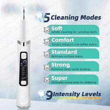 Limpador Dental Ultrassônico Portátil, Removedor de Tártaro e Manchas, Clareador Dental Doméstico - Branco - Visão 5