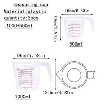 1pc/2pcs/3pcs/Multi-Purpose Measuring Cup, Transparent Plastic Heat-Resistant Stackable Measuring Cup With Angled Handle And Spout, Kitchen Essential Accessory, Transparent 500ml, 250ml, 1000ml, Measuring Cup (Low-Temperature Cleaning) - White - View 20