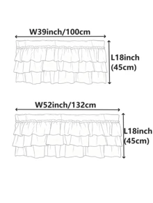 1pc French Romantic White Floral Lace Ruffled Curtain For Small Window, 3-Layer Tiered Sheer Valance For Kitchen Cabinet , Rod Pocket Short Sheer Curtain For Cafe Farmhouse Decor - White - View 9