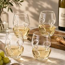 4/6-Piece Set Of 17oz/503ml, Spiral Design Crystal Handleless Wine Glasses, Red Wine Glassware, Creative Japanese Style Glass Cups, Household Drinking Cups, Tea Cups, Ideal Choice For Wine Enthusiasts And Special Occasions. - 玻璃杯 - 查看 2